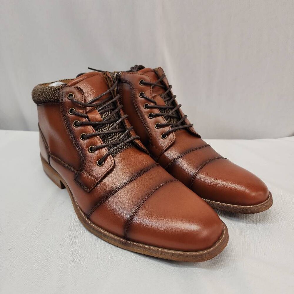 ArcBrothers Size 10.5 Mens Dress Boots Genuine Leather Classic Brogue Style Oxfo